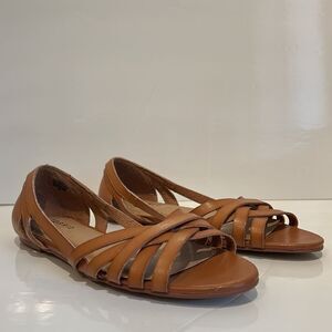 Torrid Faux Leather Open‎ Toe Slip On Flats Shoes Size 8W